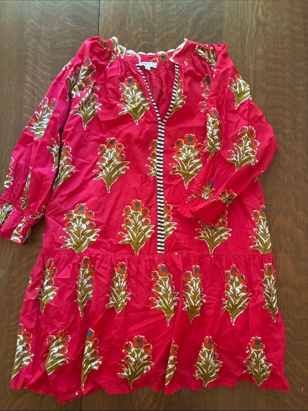 THML Red Floral Tiered Dress